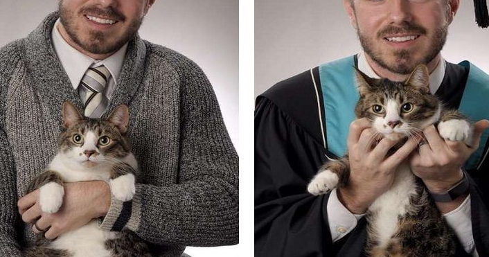 打探出可以不携伴拍摄毕业照男子改变带爱猫在一起出境(图1)